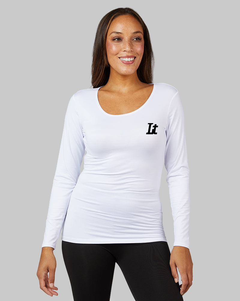 Lft Women’s Lightweight Long-Sleeve Top — White / Black Logo