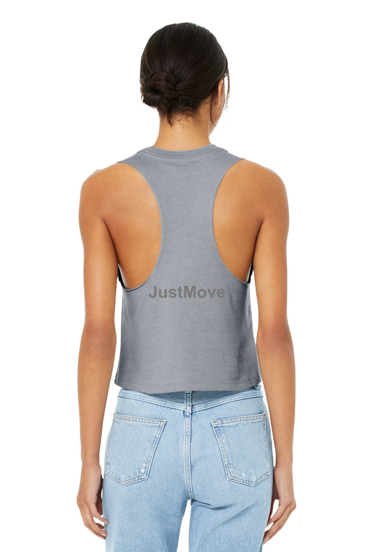 Lft Women’s Racerback Cropped Tank — Heather Gray / Gray Logos