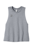 Lft Women’s Racerback Cropped Tank — Heather Gray / Gray Logos