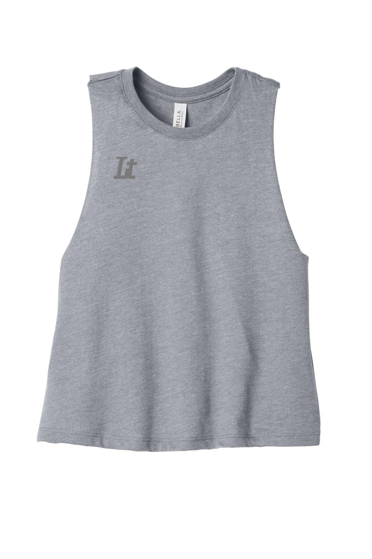 Lft Women’s Racerback Cropped Tank — Heather Gray / Gray Logos